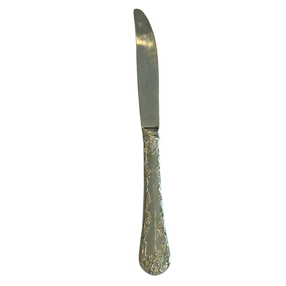 WM Roger Enchanted Rose Vintage Silverplate by Intl Silver 1 Dinner Knife - Picture 1 of 6